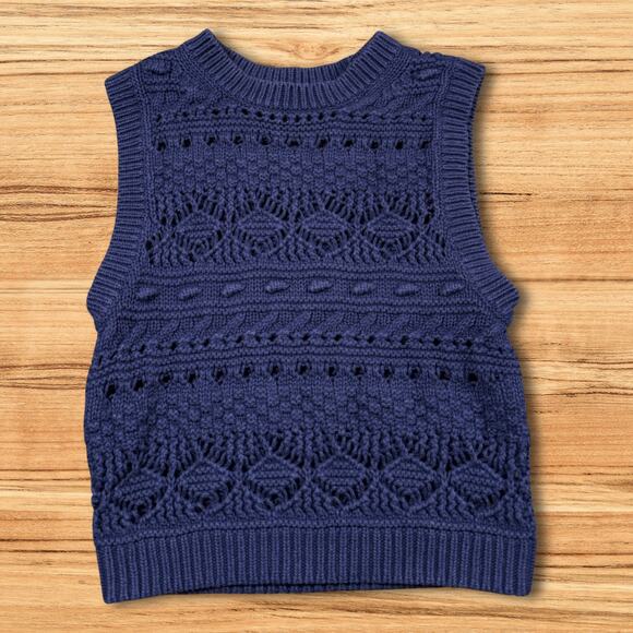 Madewell Crochet-Knit Sweater Vest Fresh Blueberry Navy Blue Size XS - Picture 3 of 9